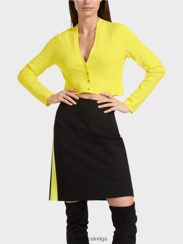 apģērbs mīksts citrons VRBHXD349 Marc Cain V veida kakla jaka \"pārdomājiet kopā\".