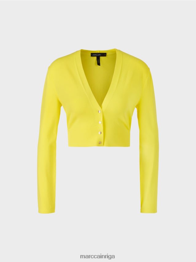 apģērbs mīksts citrons VRBHXD349 Marc Cain V veida kakla jaka \"pārdomājiet kopā\".