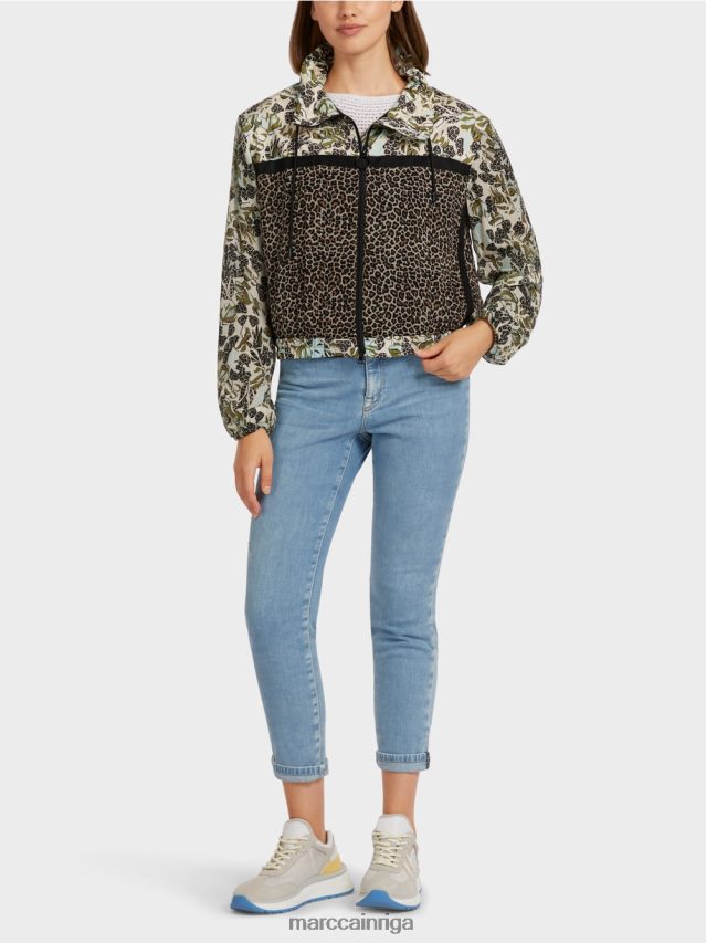 apģērbs mīksts jumta logs VRBHXD414 Marc Cain sievišķīga raksta-mix jaka ar rāvējslēdzēju