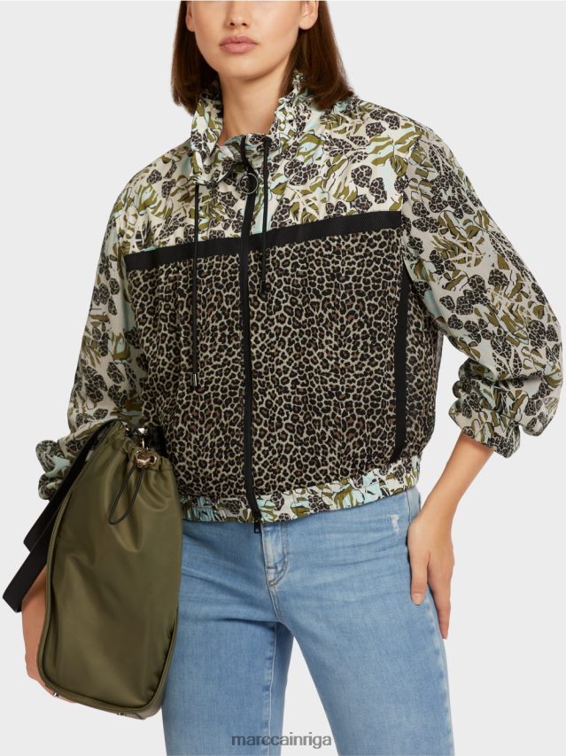 apģērbs mīksts jumta logs VRBHXD414 Marc Cain sievišķīga raksta-mix jaka ar rāvējslēdzēju