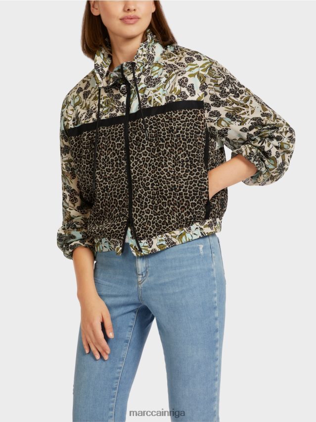 apģērbs mīksts jumta logs VRBHXD414 Marc Cain sievišķīga raksta-mix jaka ar rāvējslēdzēju