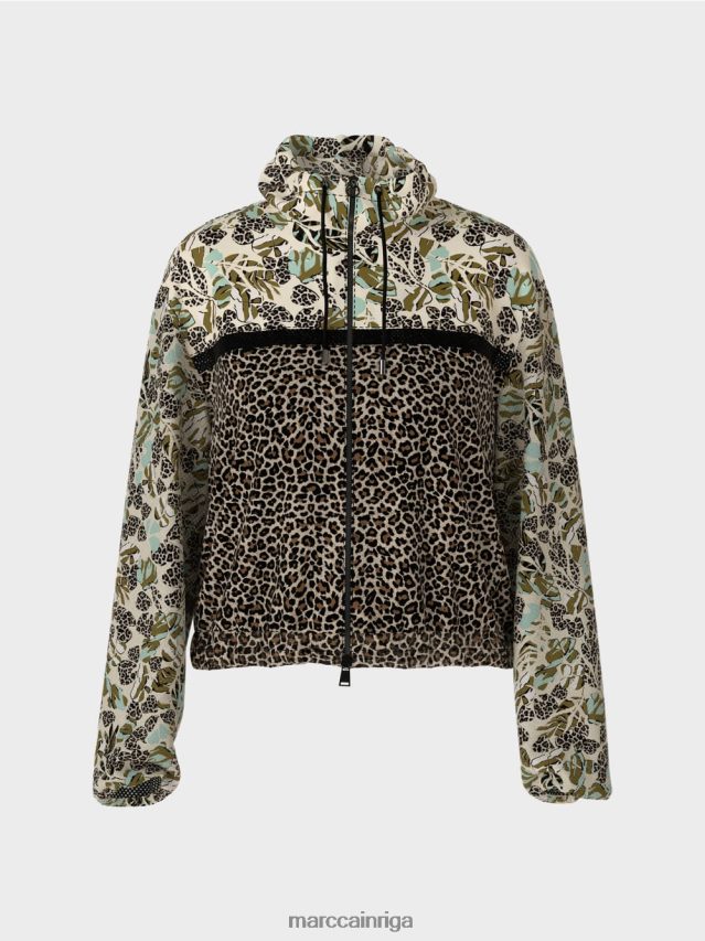 apģērbs mīksts jumta logs VRBHXD414 Marc Cain sievišķīga raksta-mix jaka ar rāvējslēdzēju