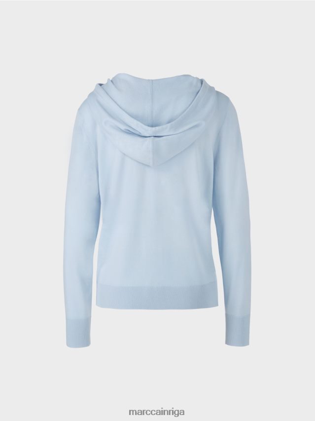 apģērbs mīksts pulveris zils VRBHXD328 Marc Cain \"pārdomāt kopā\" ​​smalka adīta jaka