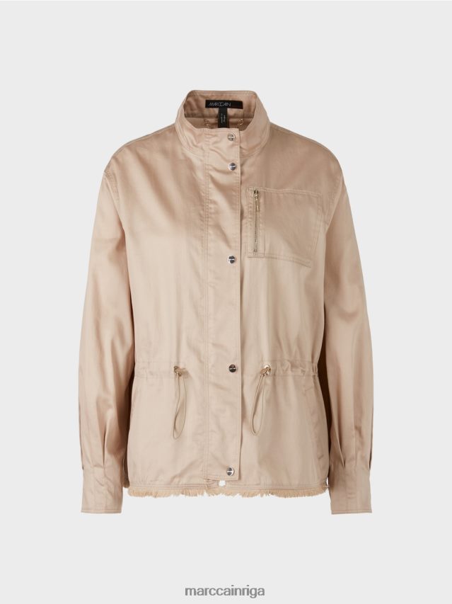 apģērbs maiga taupe VRBHXD397 Marc Cain ikdienas āra jaka no kokvilnas