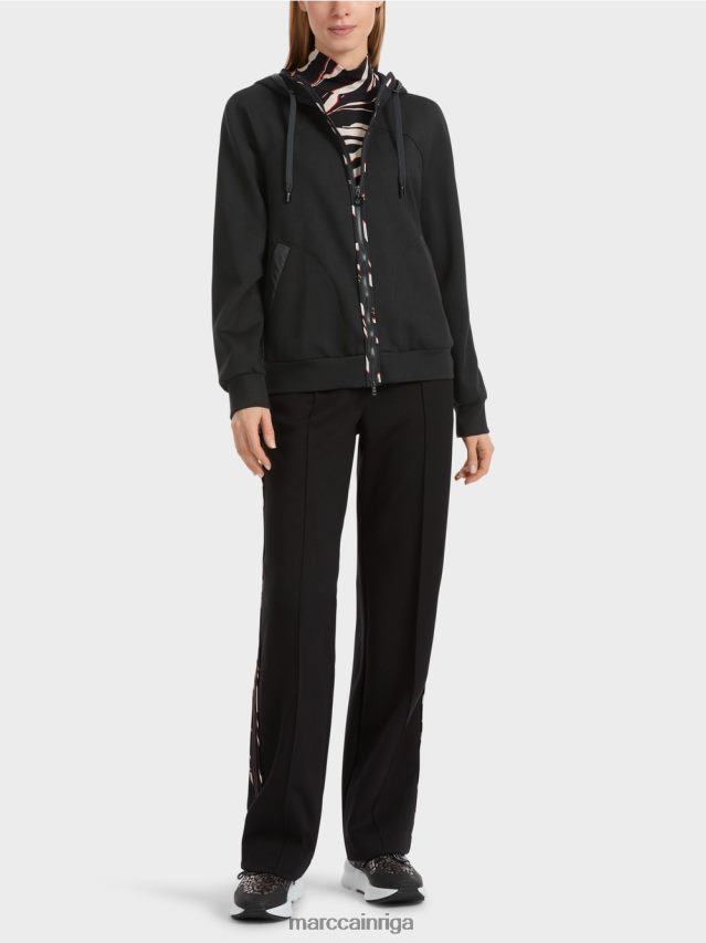 apģērbs melns VRBHXD317 Marc Cain jaka ar kapuci ar rāvējslēdzēju