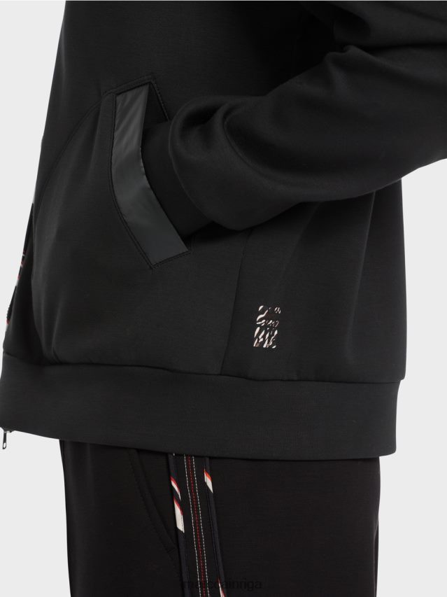 apģērbs melns VRBHXD317 Marc Cain jaka ar kapuci ar rāvējslēdzēju