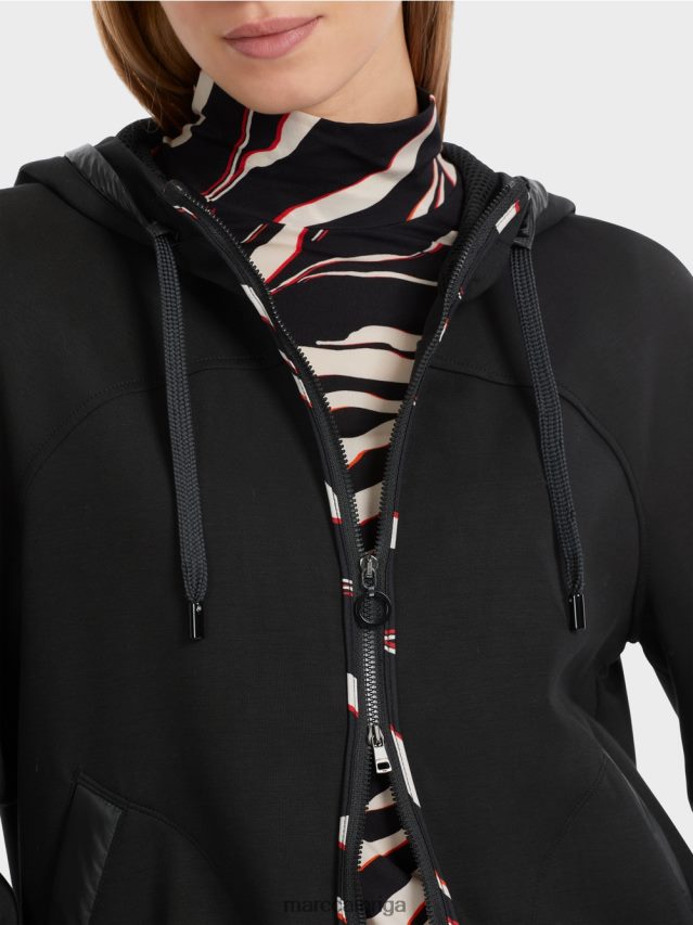 apģērbs melns VRBHXD317 Marc Cain jaka ar kapuci ar rāvējslēdzēju