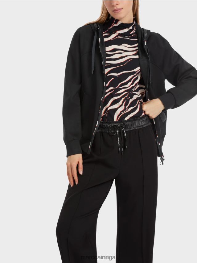 apģērbs melns VRBHXD317 Marc Cain jaka ar kapuci ar rāvējslēdzēju