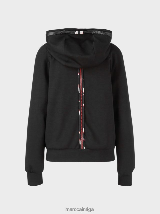 apģērbs melns VRBHXD317 Marc Cain jaka ar kapuci ar rāvējslēdzēju