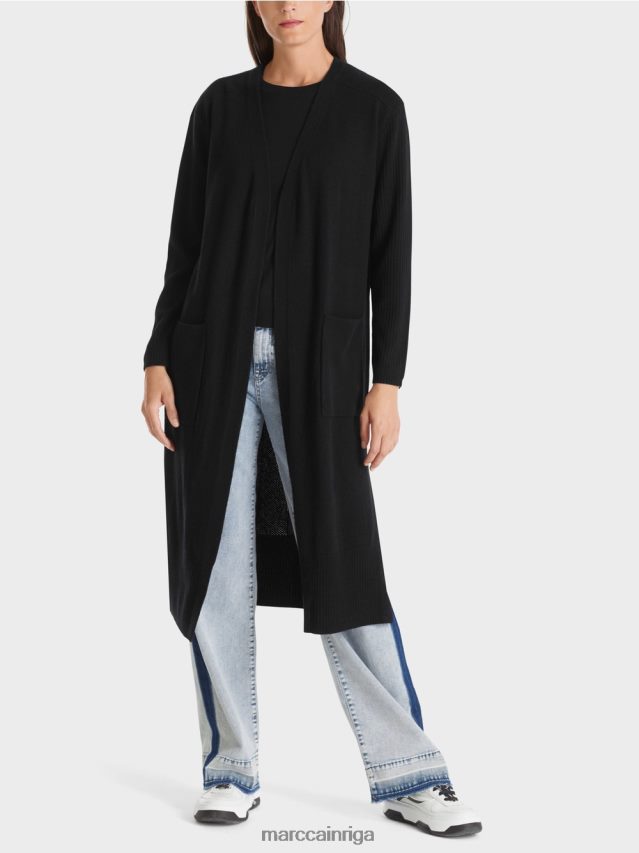 apģērbs melns VRBHXD335 Marc Cain garš adīts "pārdomāt kopā" ​​mētelis