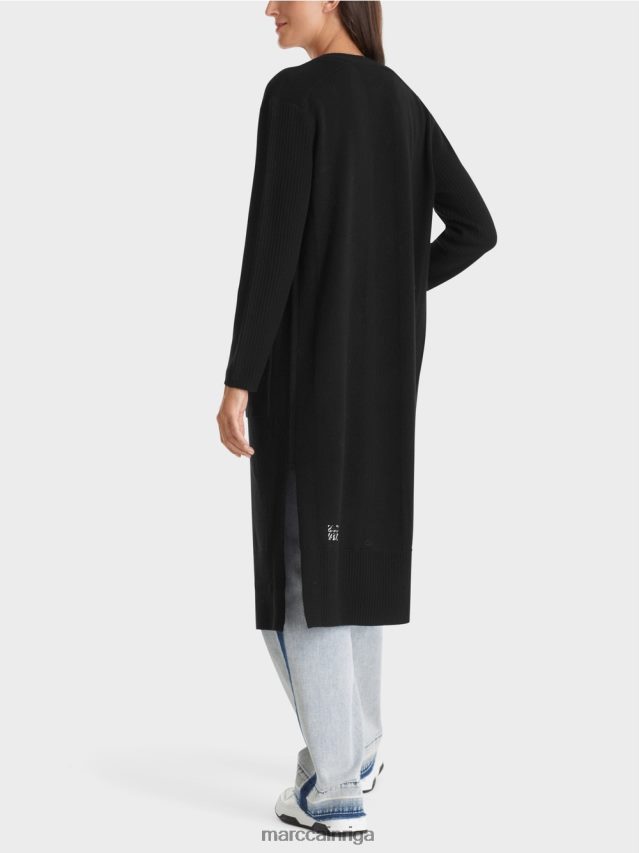 apģērbs melns VRBHXD335 Marc Cain garš adīts \"pārdomāt kopā\" ​​mētelis