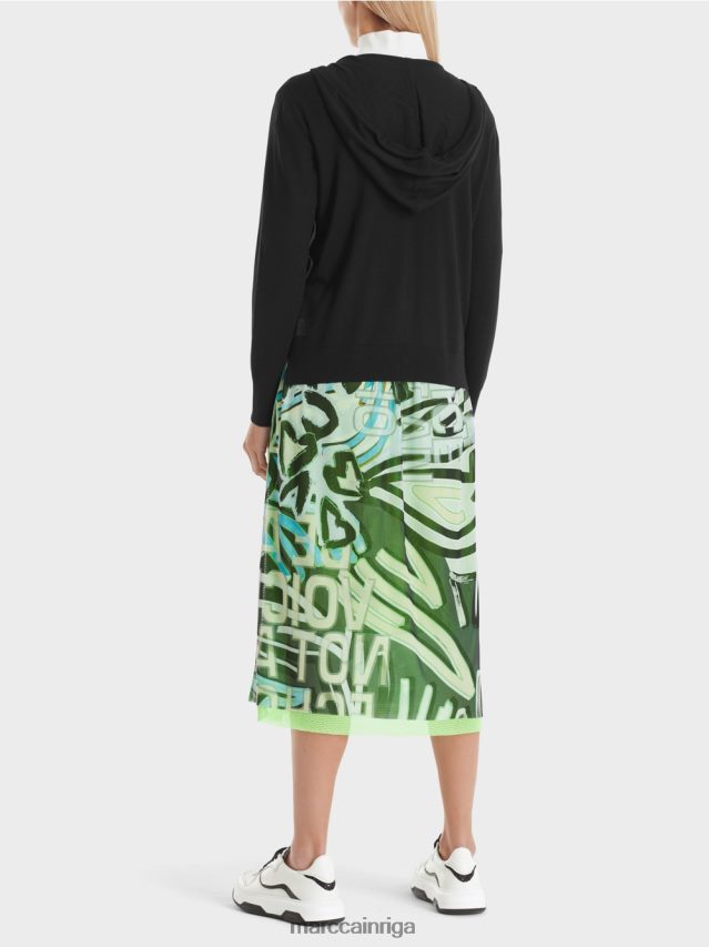 apģērbs melns VRBHXD339 Marc Cain \"pārdomāt kopā\" ​​smalka adīta jaka