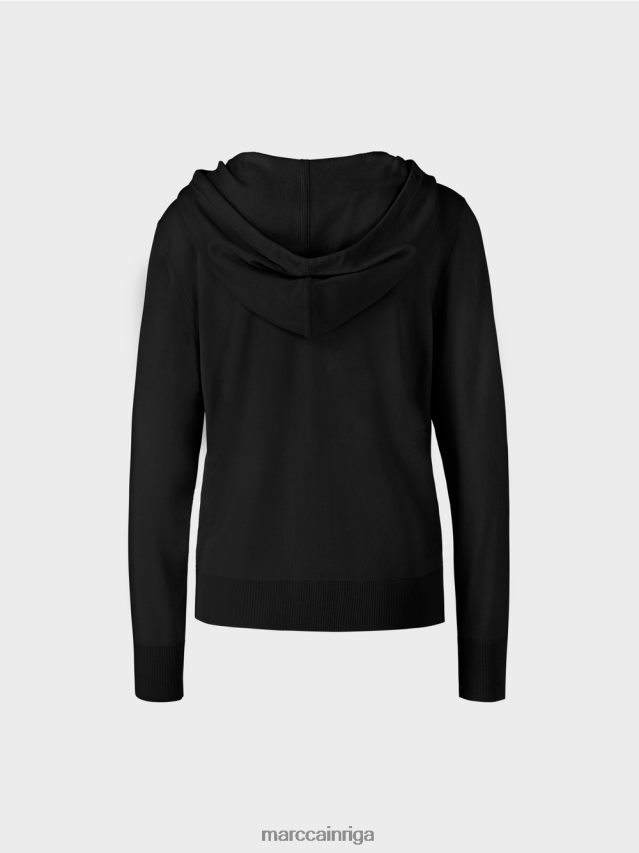 apģērbs melns VRBHXD339 Marc Cain \"pārdomāt kopā\" ​​smalka adīta jaka