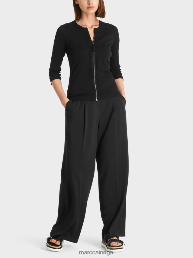 apģērbs melns VRBHXD366 Marc Cain kokvilnas elastīga jaka