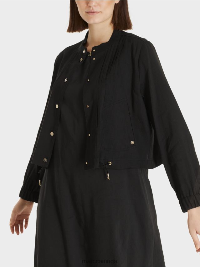 apģērbs melns VRBHXD386 Marc Cain lina jaka ar stāvapkakli