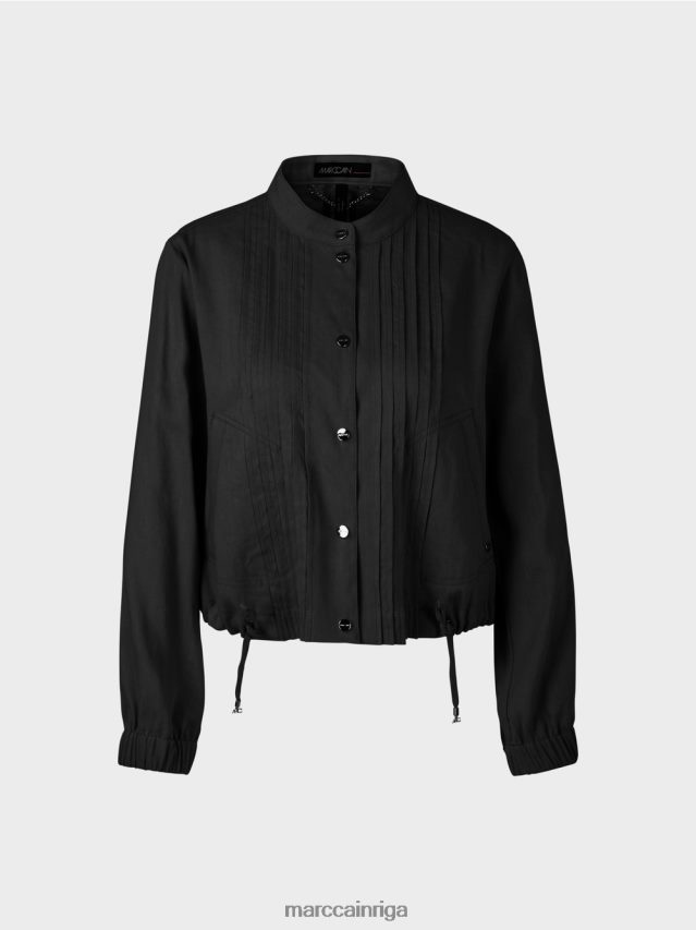 apģērbs melns VRBHXD386 Marc Cain lina jaka ar stāvapkakli