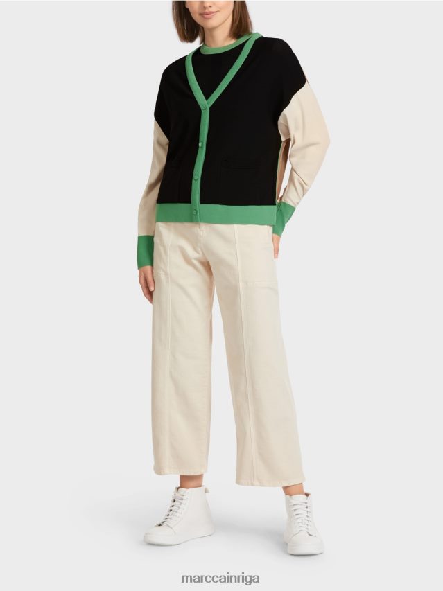 apģērbs melns VRBHXD436 Marc Cain "Rethink together" krāsu bloku jaka