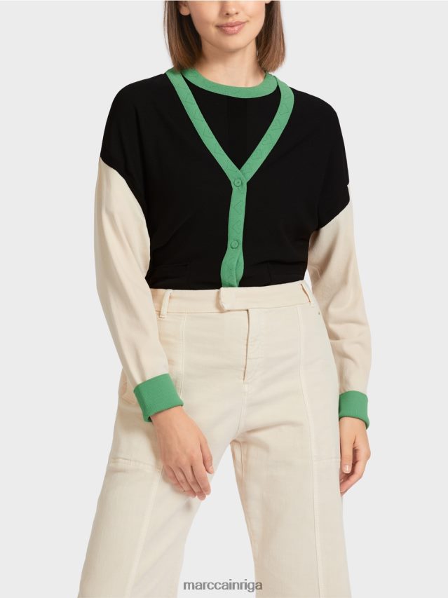 apģērbs melns VRBHXD436 Marc Cain \"Rethink together\" krāsu bloku jaka