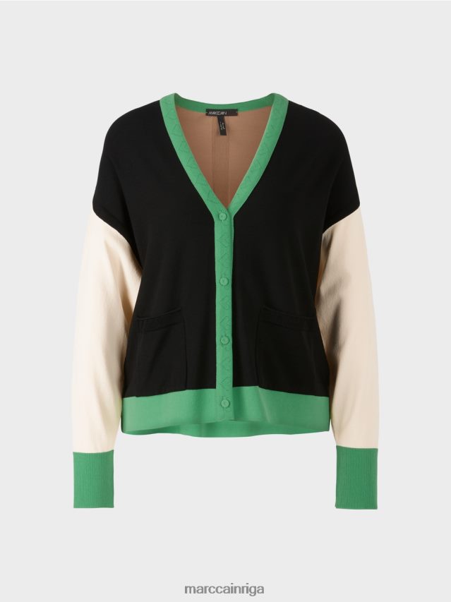 apģērbs melns VRBHXD436 Marc Cain \"Rethink together\" krāsu bloku jaka