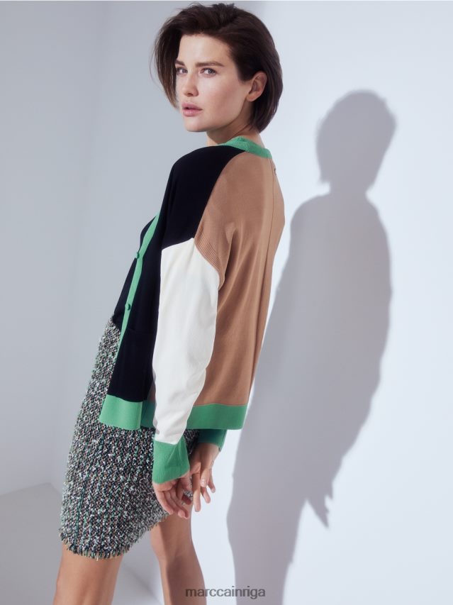 apģērbs melns VRBHXD436 Marc Cain \"Rethink together\" krāsu bloku jaka