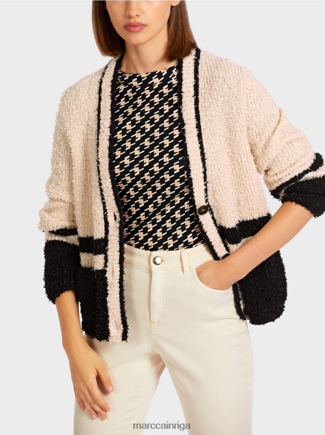 apģērbs melns VRBHXD440 Marc Cain svītraina jaka \"adīts Vācijā\"