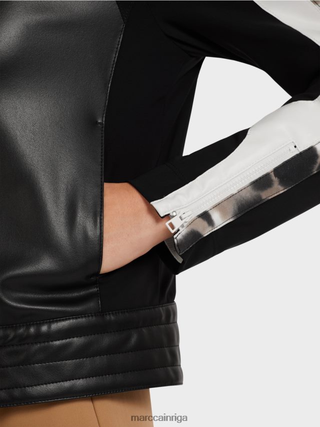 apģērbs melns un balts VRBHXD422 Marc Cain jaka materiālu maisījumā