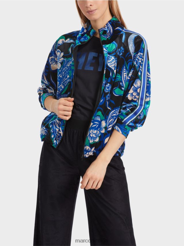 apģērbs pusnakts zils VRBHXD305 Marc Cain jaka no supermīksta mežģīņu samta