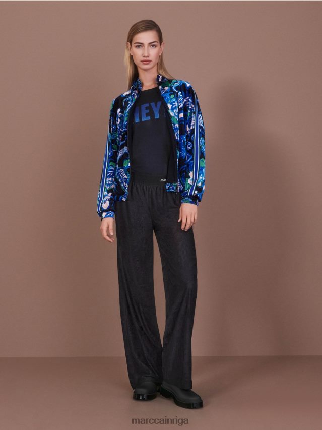 apģērbs pusnakts zils VRBHXD305 Marc Cain jaka no supermīksta mežģīņu samta