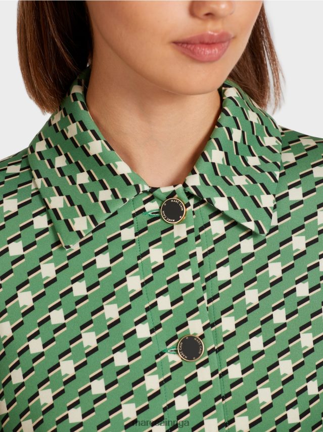 apģērbs sūnu zaļa VRBHXD439 Marc Cain kreklu jaka ar metāla pogām