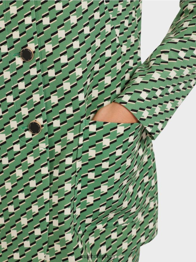 apģērbs sūnu zaļa VRBHXD439 Marc Cain kreklu jaka ar metāla pogām