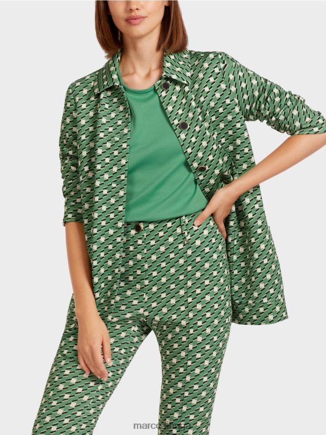 apģērbs sūnu zaļa VRBHXD439 Marc Cain kreklu jaka ar metāla pogām