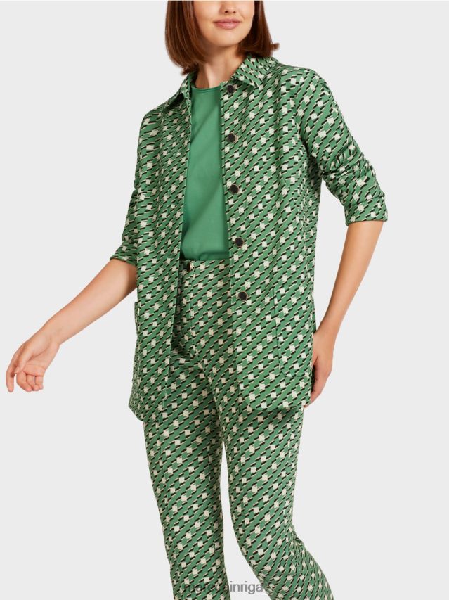 apģērbs sūnu zaļa VRBHXD439 Marc Cain kreklu jaka ar metāla pogām