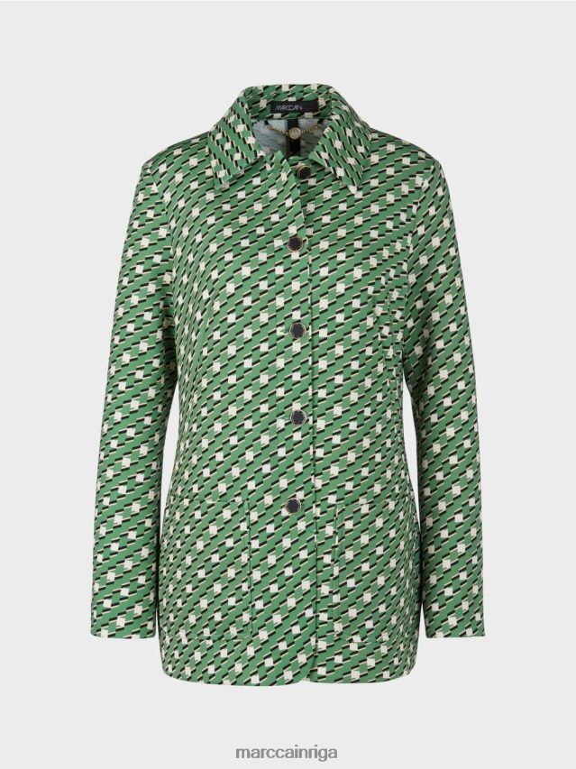 apģērbs sūnu zaļa VRBHXD439 Marc Cain kreklu jaka ar metāla pogām