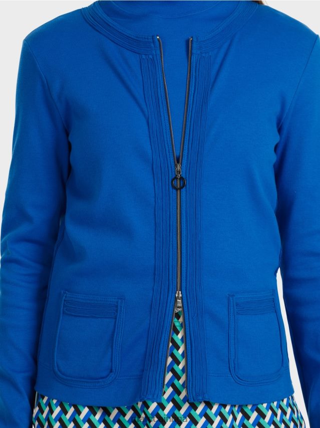 apģērbs spilgti karaliski zila VRBHXD308 Marc Cain jaka ar rāvējslēdzēju ar apaļu kaklu