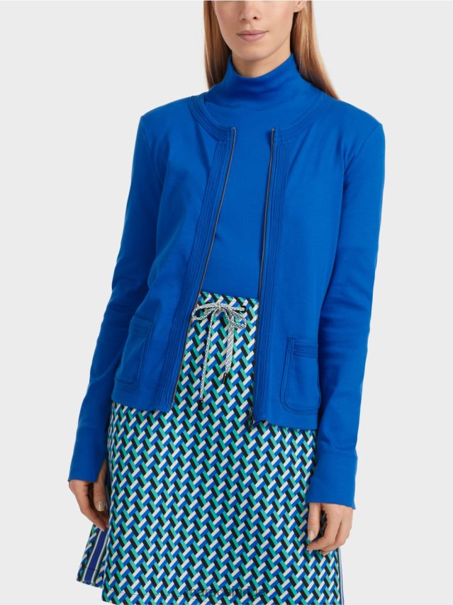 apģērbs spilgti karaliski zila VRBHXD308 Marc Cain jaka ar rāvējslēdzēju ar apaļu kaklu