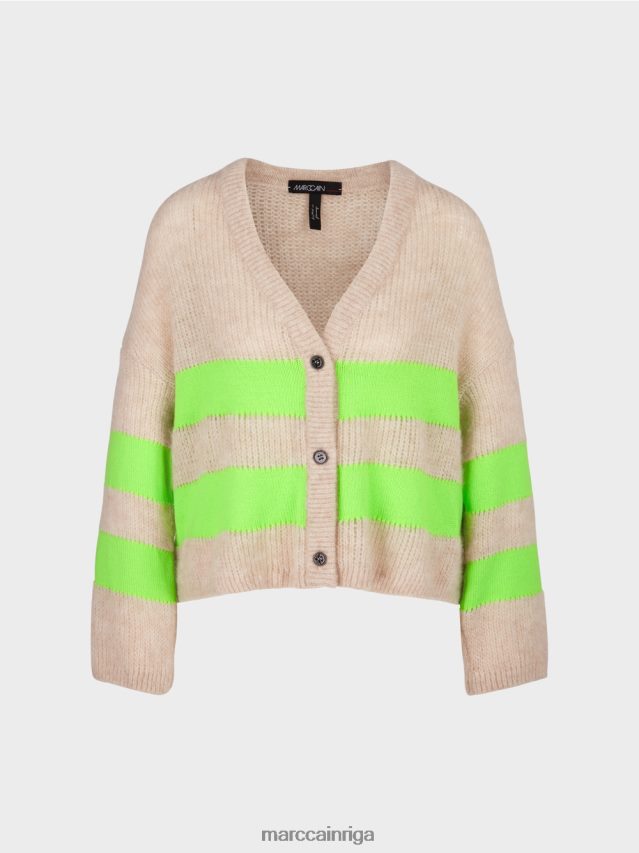 apģērbs spilgti šokējoši zaļš VRBHXD338 Marc Cain v-kardigāns \"adīts Vācijā\"
