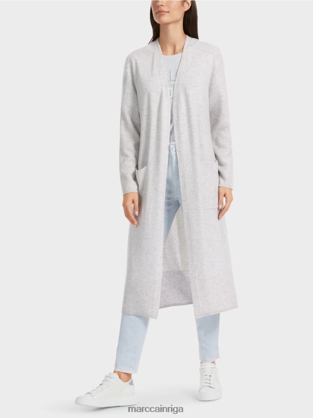 apģērbs sudrabaini pelēks VRBHXD333 Marc Cain garš adīts \"pārdomāt kopā\" ​​mētelis