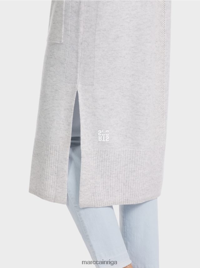apģērbs sudrabaini pelēks VRBHXD333 Marc Cain garš adīts \"pārdomāt kopā\" ​​mētelis