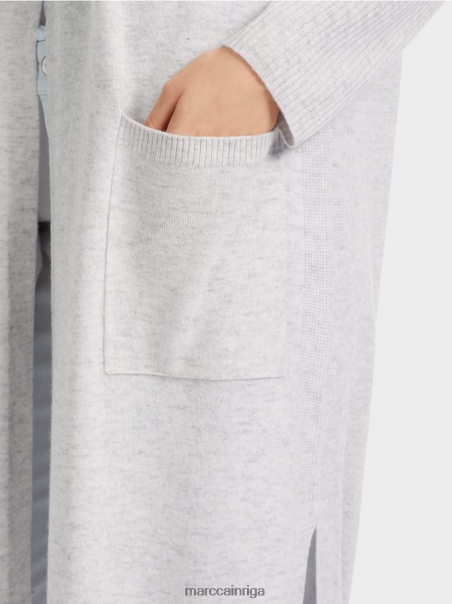 apģērbs sudrabaini pelēks VRBHXD333 Marc Cain garš adīts \"pārdomāt kopā\" ​​mētelis