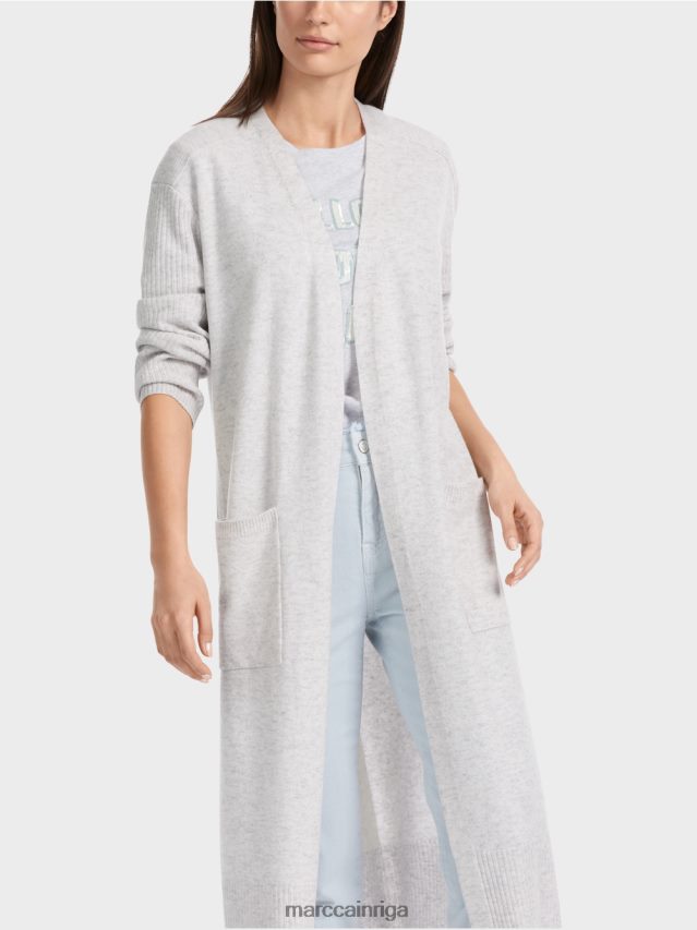 apģērbs sudrabaini pelēks VRBHXD333 Marc Cain garš adīts \"pārdomāt kopā\" ​​mētelis