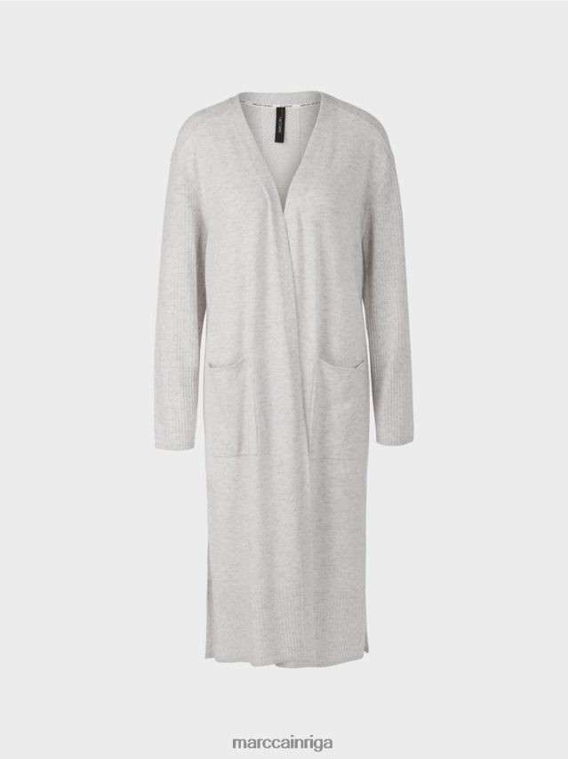 apģērbs sudrabaini pelēks VRBHXD333 Marc Cain garš adīts \"pārdomāt kopā\" ​​mētelis