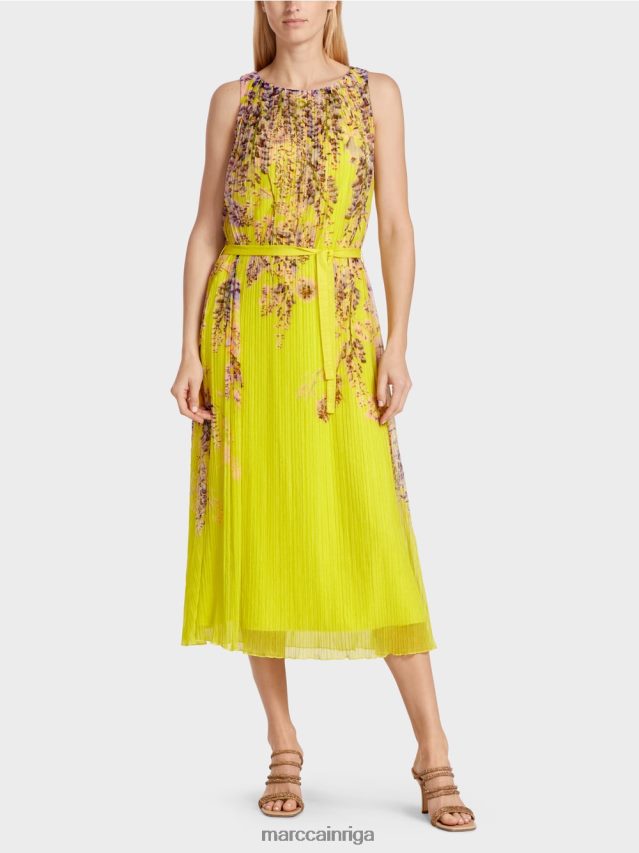 apģērbs citronzaļš VRBHXD74 Marc Cain kroku maxi kleita