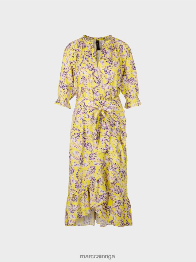 apģērbs citronzaļš VRBHXD75 Marc Cain apdrukāta kleita ar aptinuma efektu