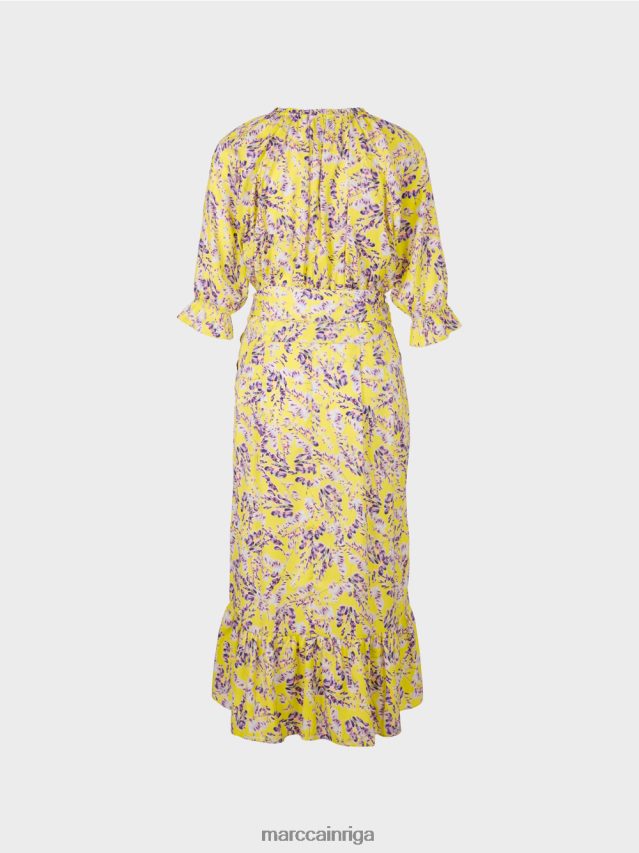 apģērbs citronzaļš VRBHXD75 Marc Cain apdrukāta kleita ar aptinuma efektu