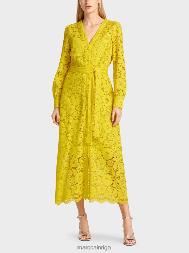 apģērbs citronzaļš VRBHXD83 Marc Cain gara mežģīņu kleita