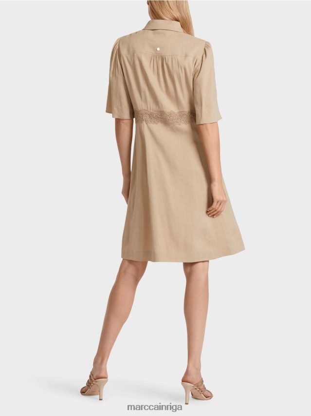 apģērbs dziļas smiltis VRBHXD84 Marc Cain pieguļoša lina kleita