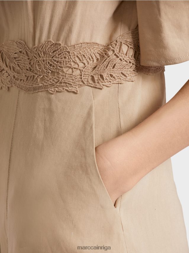 apģērbs dziļas smiltis VRBHXD84 Marc Cain pieguļoša lina kleita