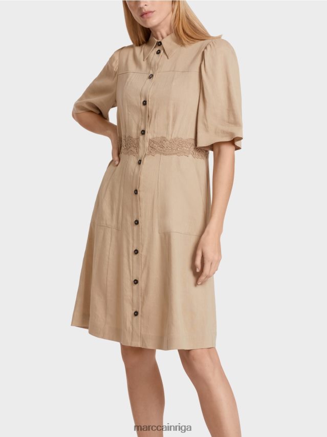 apģērbs dziļas smiltis VRBHXD84 Marc Cain pieguļoša lina kleita