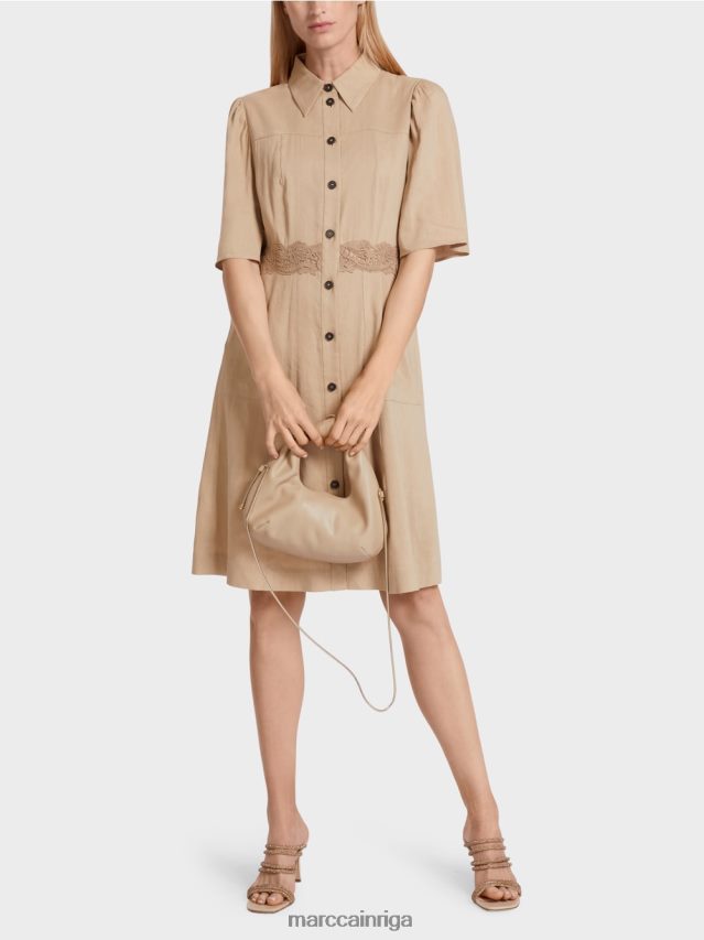 apģērbs dziļas smiltis VRBHXD84 Marc Cain pieguļoša lina kleita