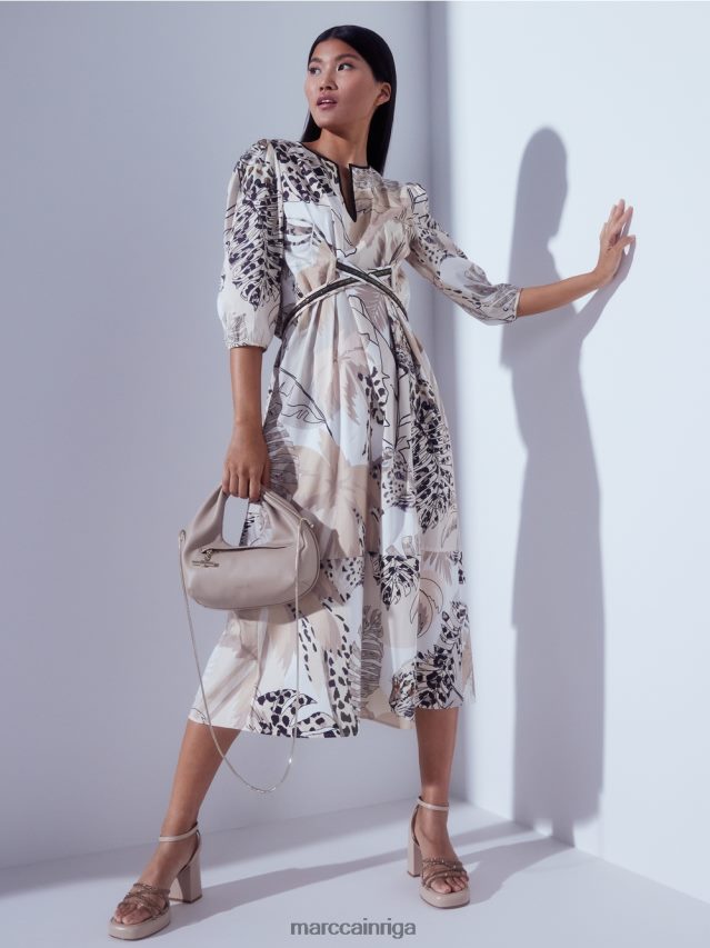 apģērbs dziļas smiltis VRBHXD86 Marc Cain kleita ar impērijas vidukli